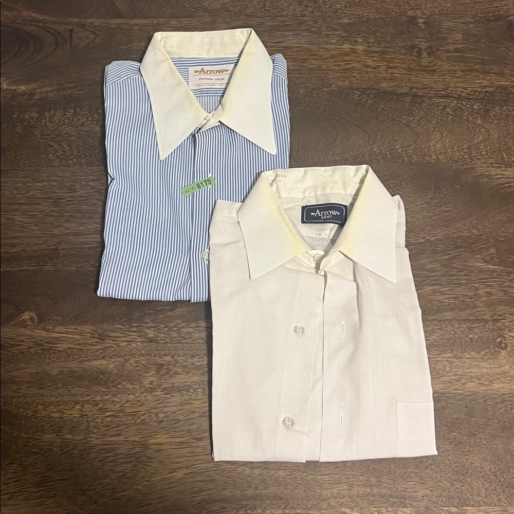 CLOTHING LOT: 60s/70s MENS DRESS SHIRTS VINTAGE ‘ARROW’ SZ 15.5